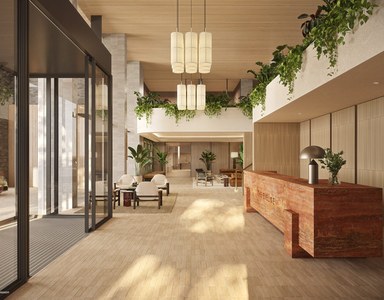 Concierge lobby arrival. Artist impression.